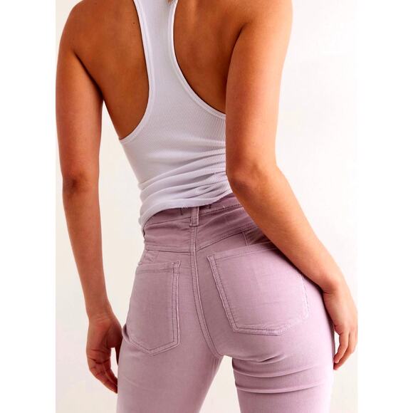Free People CRVY Karma Cord Flare Jeans Lilac Smoke S - Picture 2 of 4